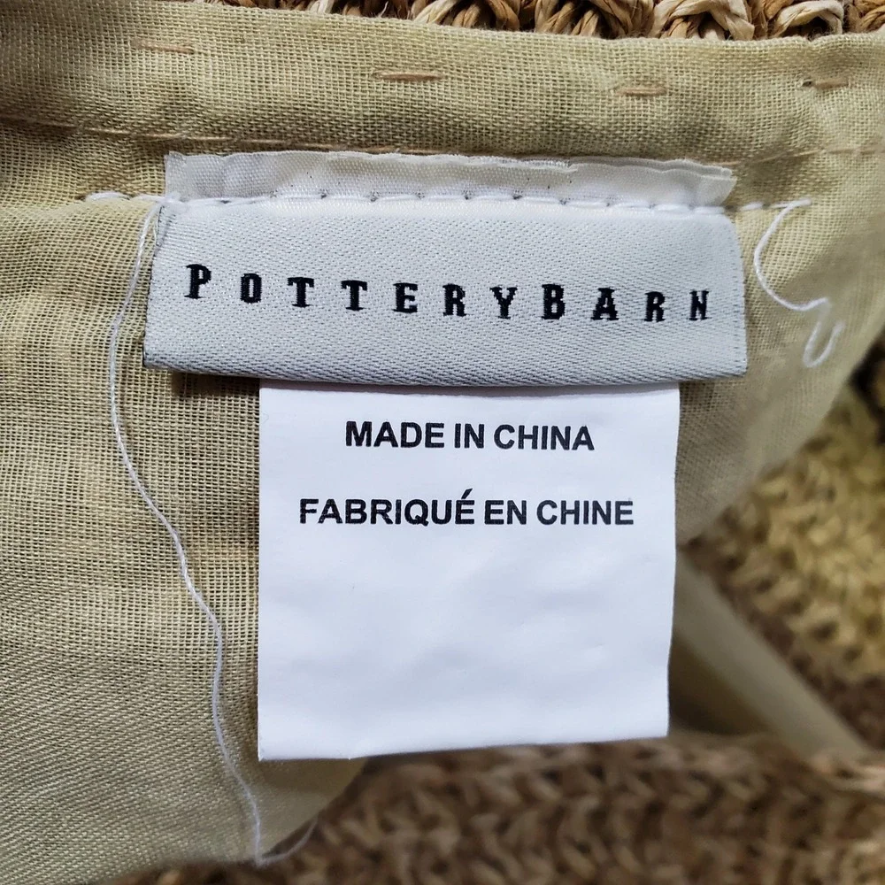 Pottery Barn Pillow Cover   24x24 Tan Excellent Woven Paper Straw Textured